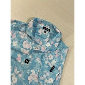 Bad Birdie‎ Parrot Pink & Blue Floral Golf Polo Shirt Men's Size XL